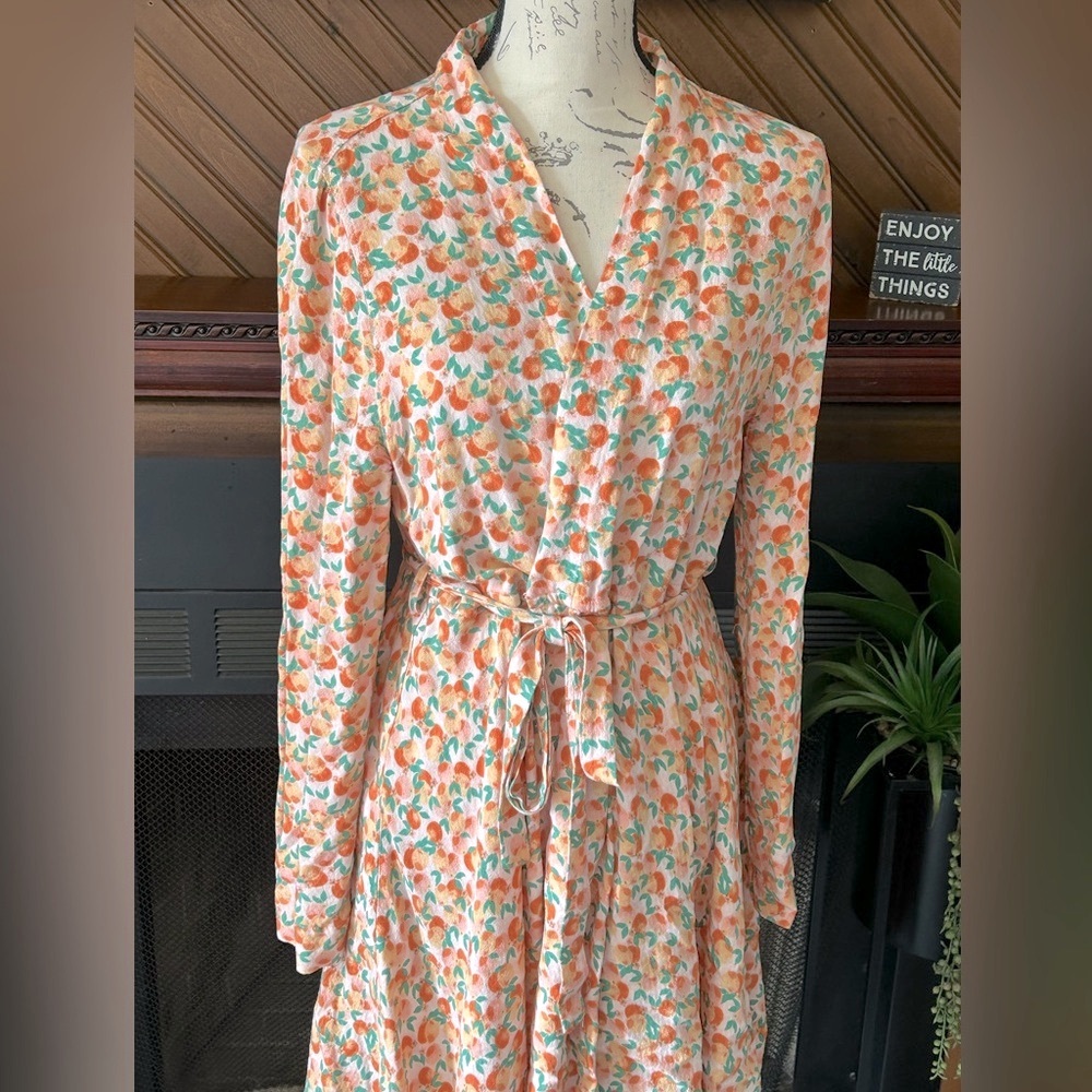 Chic Women's Robe in Orange and Green